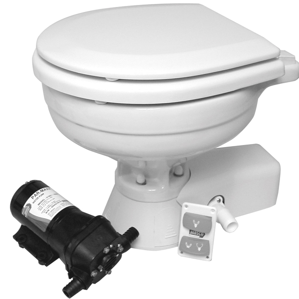 Jabsco ″quiet flush″ compact el-toilet
