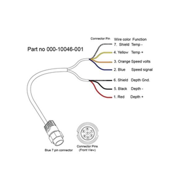 Transducer kabel m/blå stik - løse ledninger