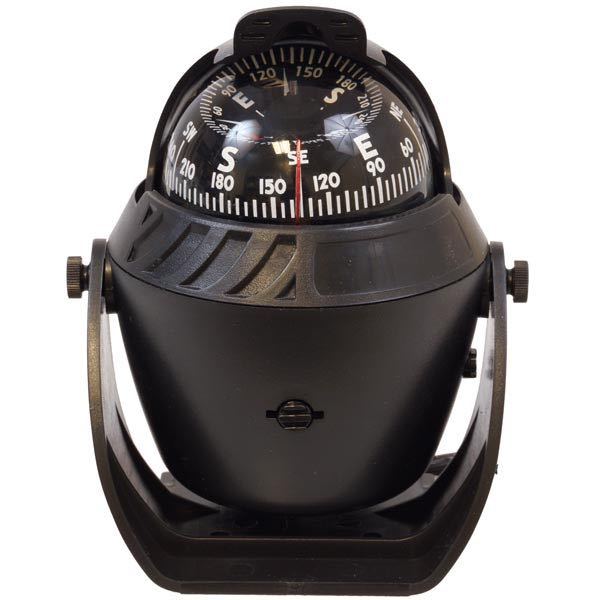 Kompas sort ø70mm med bøjle, lys & kompensator