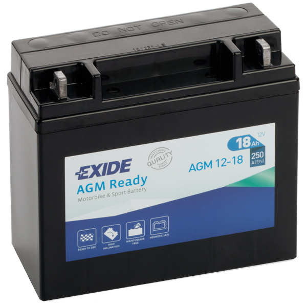 Batteri exide forseglet agm 18 ah. start181x77x1