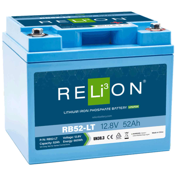 Relion batteri lifepo4 rb52-lt, 52ah 12.8v