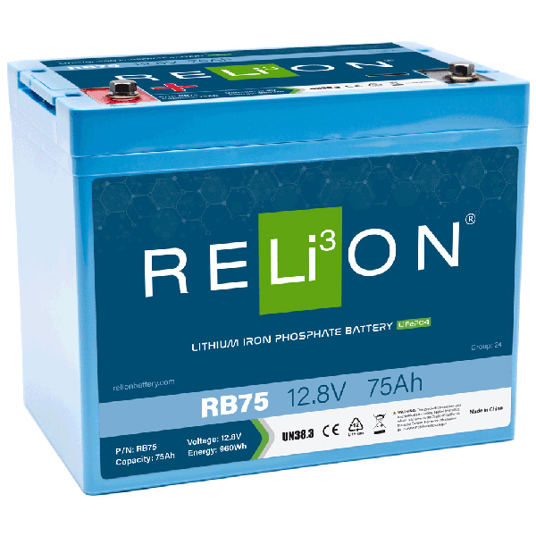 Relion batteri lifepo4 rb75, 75ah 12,8v
