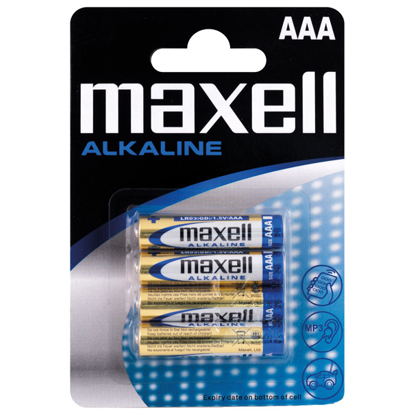 Maxell alkaline aaa / lr 03 batterier - 4 stk.