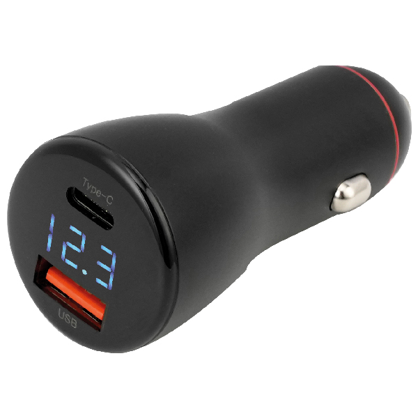 1852 quick oplader usb a & c m/voltmeter, 12-24v