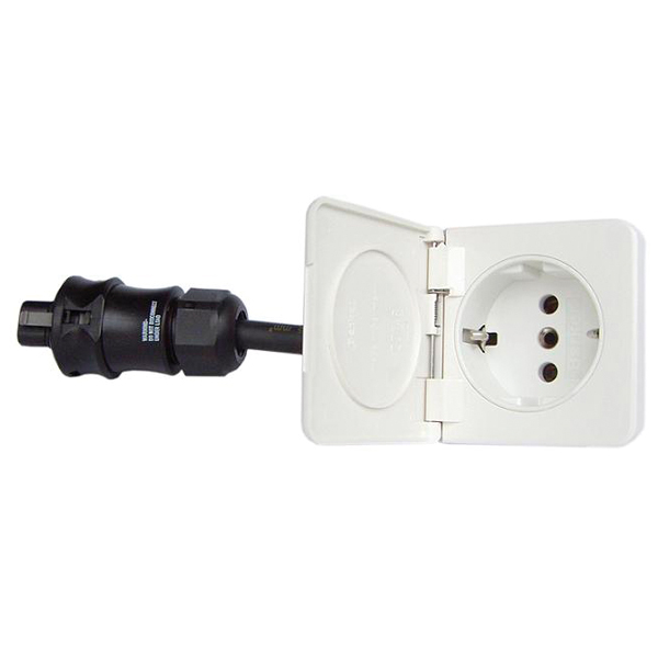 Ratio flush schuko til landstr�m med d�ksel hvid 1