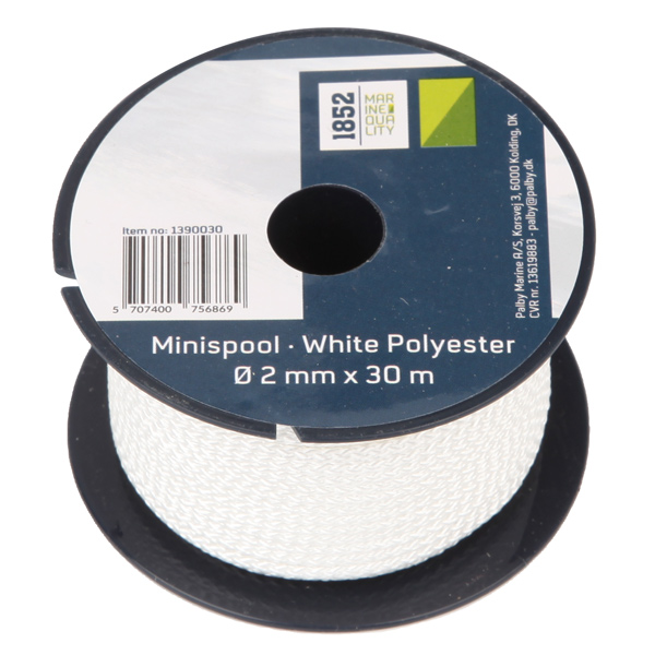 1852 minirulle hvid polyester 2mm x 30m 18stk/pk