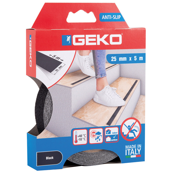 Geko skridsikker tape 25mm x 5 m sort