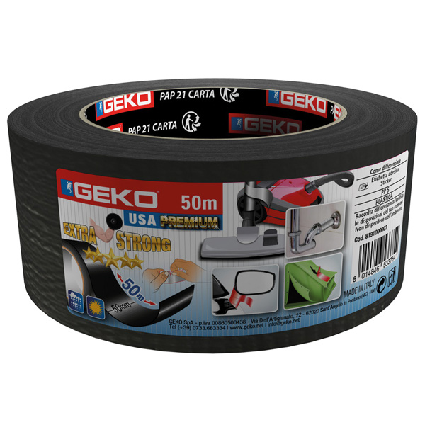 Geko premium repair tape (gaffa) sort 50mm x 50m