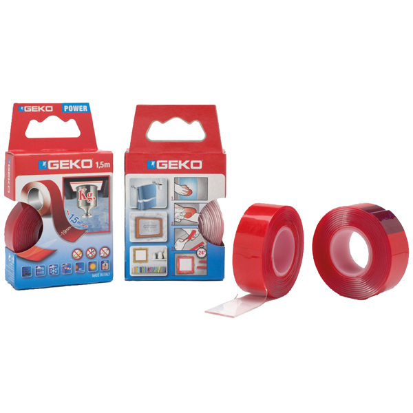Geko  power dobbeltsidet tape 19mm x 1,5m