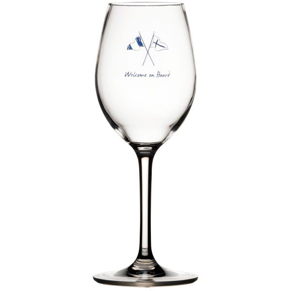 Mb welcome on board vin glas ø6 cm h21 cm 325 ml. 